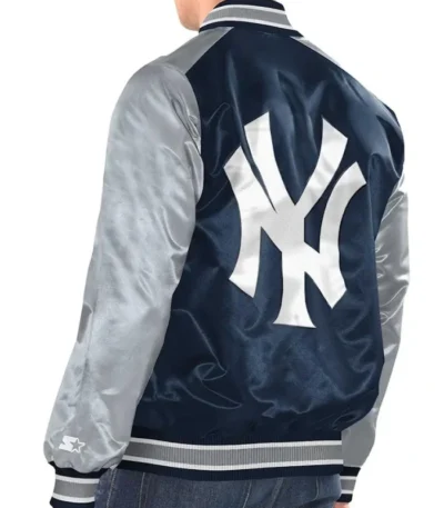 Renegade New York Yankees Navy/Silver Varsity Satin Jacket