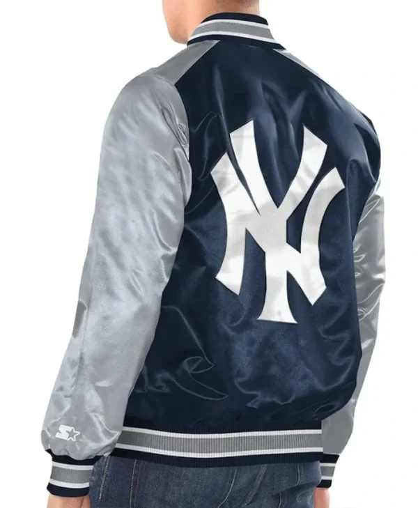 Renegade New York Yankees Navy/Silver Varsity Satin Jacket