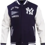 New York Yankees Navy Blue and White Varsity Jacket
