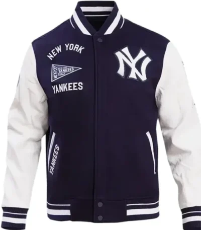 New York Yankees Navy Blue and White Varsity Jacket