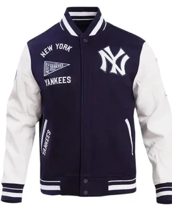New York Yankees Navy Blue and White Varsity Jacket