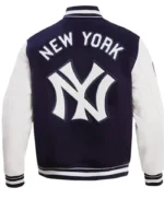 New York Yankees Navy Blue and White Varsity Jacket