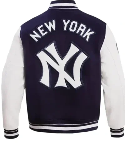New York Yankees Navy Blue and White Varsity Jacket