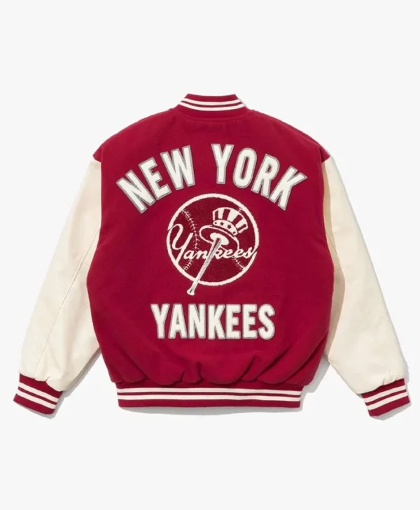 NY Yankees Baseball Dark Red Varsity Wool/Leather Jacket