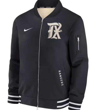 Nike Texas Rangers City Connect Black Bomber Jacket