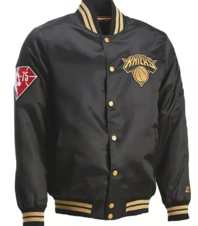 Ny Knicks 75th Anniversary Black And Gold Jacket