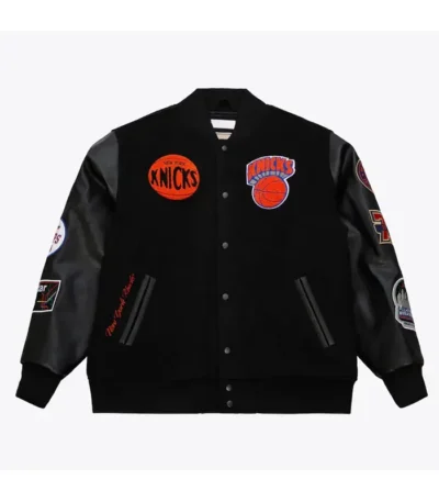 Ny Knicks Black Team Logo Varsity Jacket