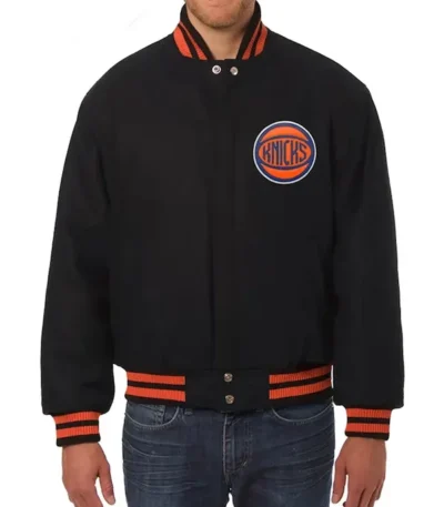 Ny Knicks Black Wool Varsity Jacket