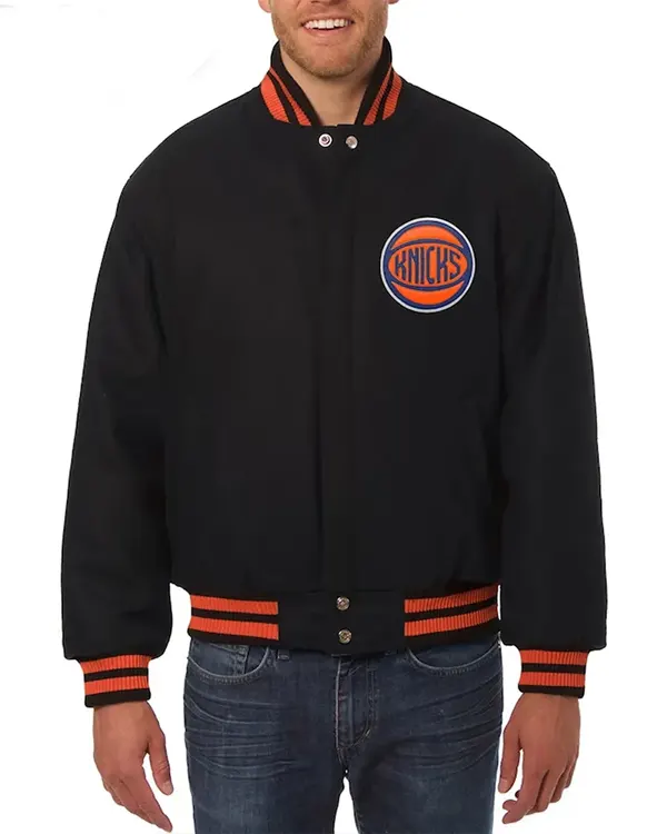 Ny Knicks Black Wool Varsity Jacket Ny Knicks Black Wool Varsity Jacket