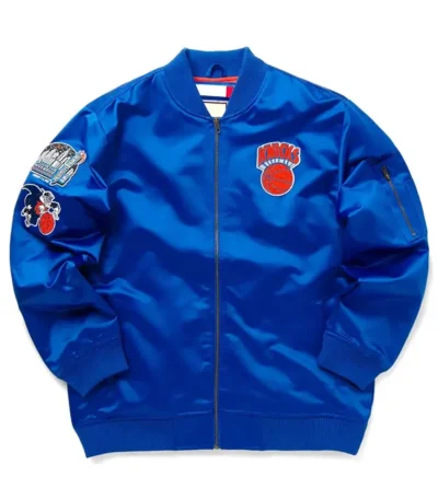 Ny Knicks Bomber Royal Lightweight Satin Jacket