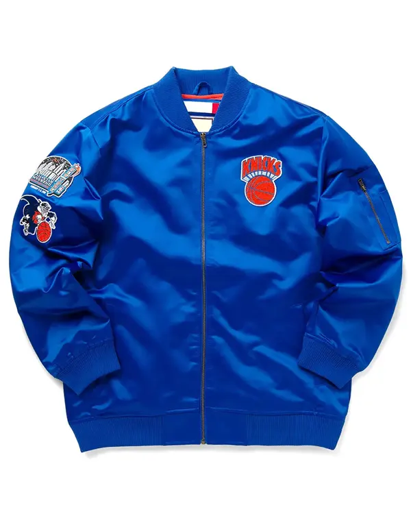 Ny Knicks Bomber Royal Lightweight Satin Jacket