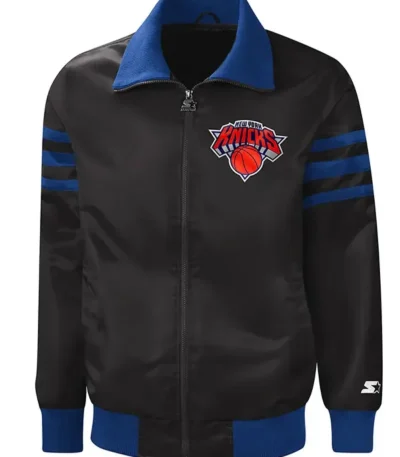 Ny Knicks Captain Black Varsity Satin Jacket