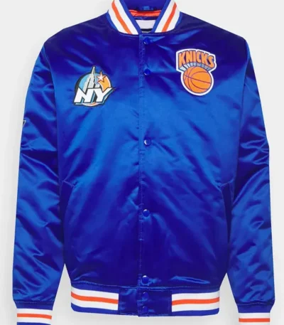 Ny Knicks Champ City Training Royal Blue Satin Jacket
