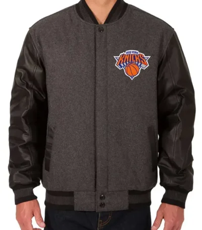Ny Knicks Charcoal And Black Varsity Jacket