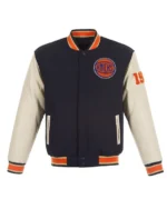 Ny Knicks Chenille Navy And Off White Varsity Jacket