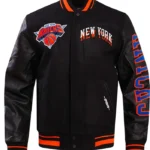 Ny Knicks Chest Layered Classic Rib Varsity Jacket