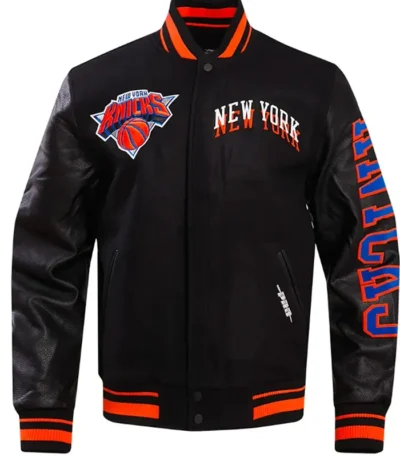 Ny Knicks Chest Layered Classic Rib Varsity Jacket