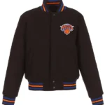 Ny Knicks Embroidered Black Varsity Wool Jacket
