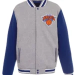 Ny Knicks Gray And Royal Varsity Wool Jacket