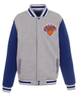 Ny Knicks Gray And Royal Varsity Wool Jacket