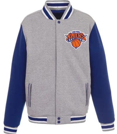 Ny Knicks Gray And Royal Varsity Wool Jacket