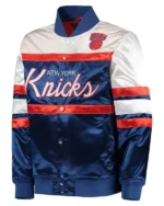 Ny Knicks Hardwood Classics Blue And White Jacket