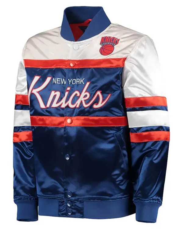 Ny Knicks Hardwood Classics Blue And White Jacket