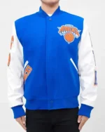 Ny Knicks Logo Varsity Royal And White Jacket