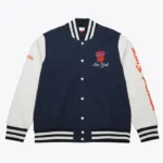 Ny Knicks Navy And White Fleece Varsity Jacket