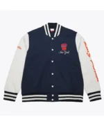 Ny Knicks Navy And White Fleece Varsity Jacket