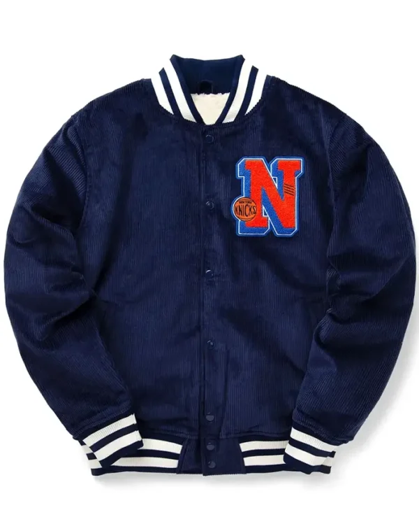 Ny Knicks Navy Corduroy Varsity Jacket