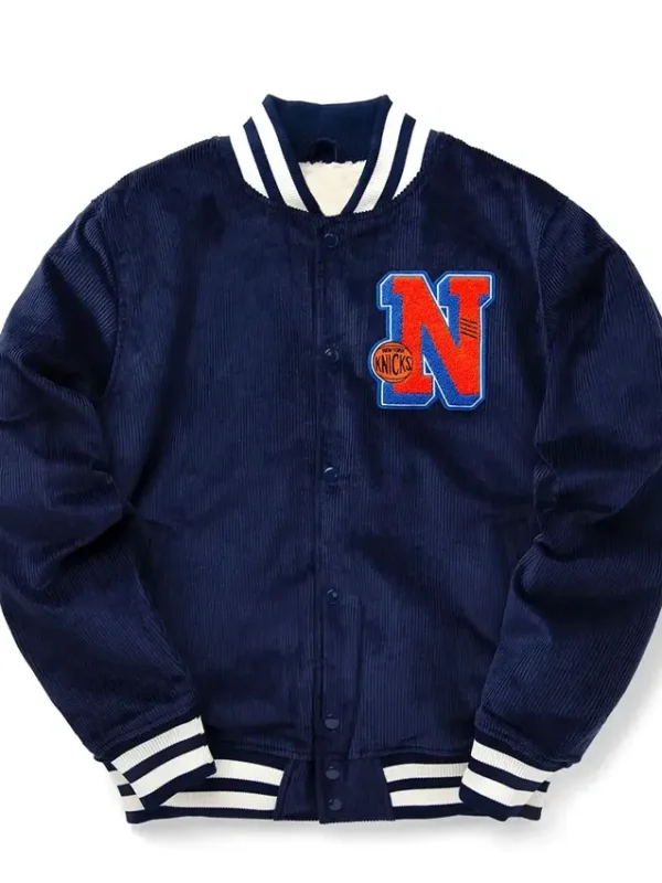 Ny Knicks Navy Corduroy Varsity Jacket