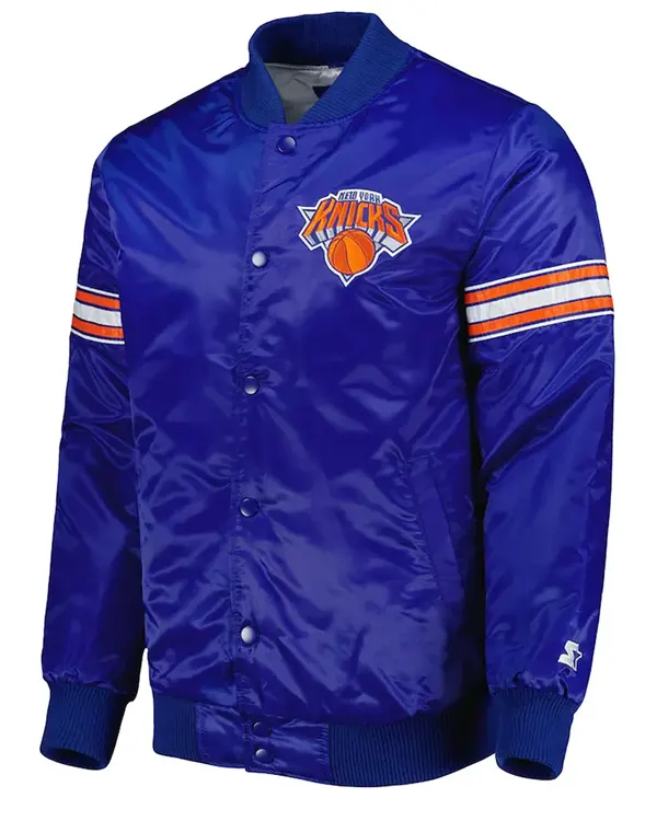 Ny Knicks Pick & Roll Blue Satin Jacket Ny Knicks Pick & Roll Blue Satin Jacket