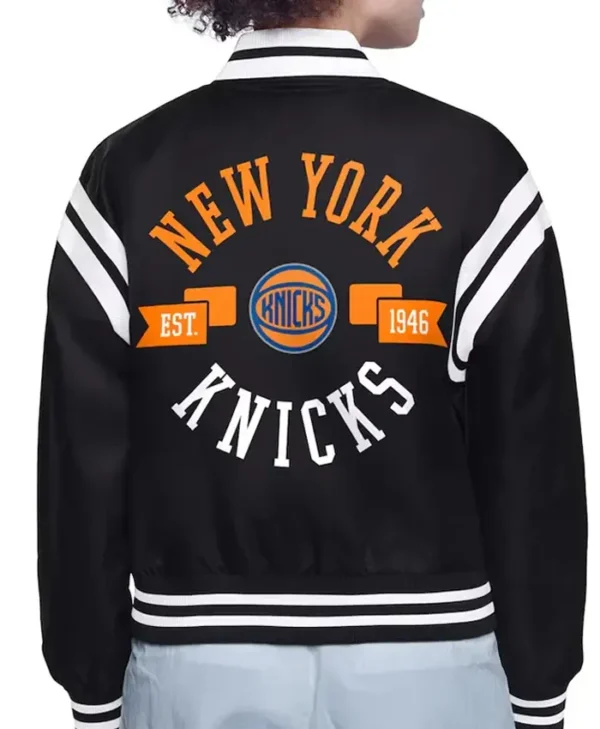 Ny Knicks Printed Logo Satin Varsity Jacket