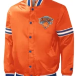 Ny Knicks Slider Varsity Orange Satin Jacket