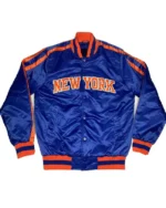 Ny Knicks Striped Blue Satin Jacket