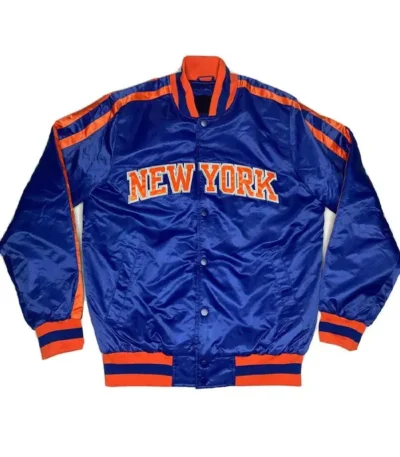 Ny Knicks Striped Blue Satin Jacket