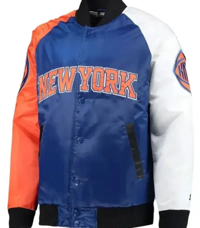 Ny Knicks Tricolor Remix Blue Orange White Jacket