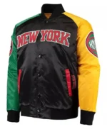 Ny Knicks Ty Mopkins Satin Full-snap Black And Red Jacket