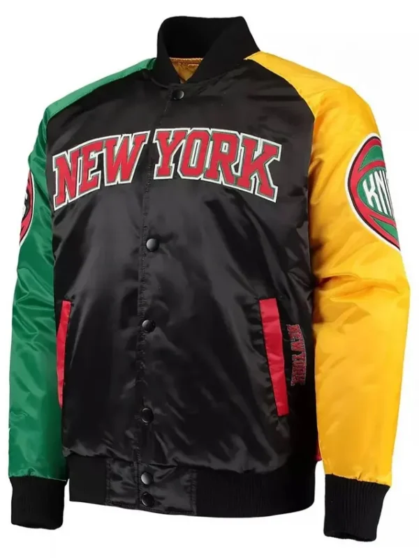 Ny Knicks Ty Mopkins Satin Full-snap Black And Red Jacket