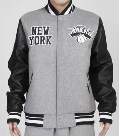 Ny Knicks Varsity Gray And Black Jacket