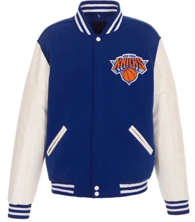 Ny Knicks White And Blue Varsity Jacket