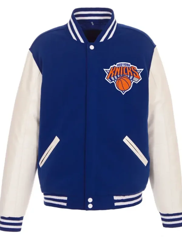 Ny Knicks White And Blue Varsity Jacket