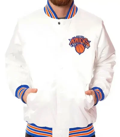 Ny Knicks White Satin Jacket