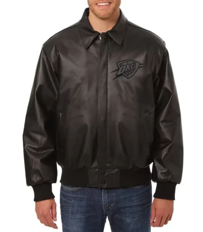 OKC Black Tonal Leather Jacket