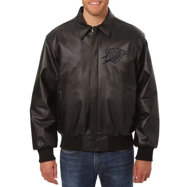 OKC Black Tonal Leather Jacket