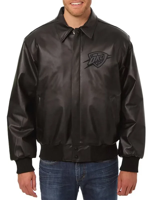 OKC Black Tonal Leather Jacket