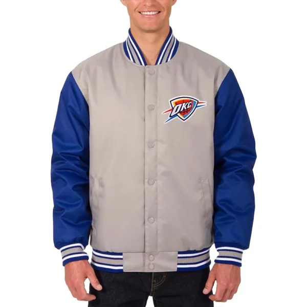 OKC Gray/Royal Varsity Poly Twill Jacket
