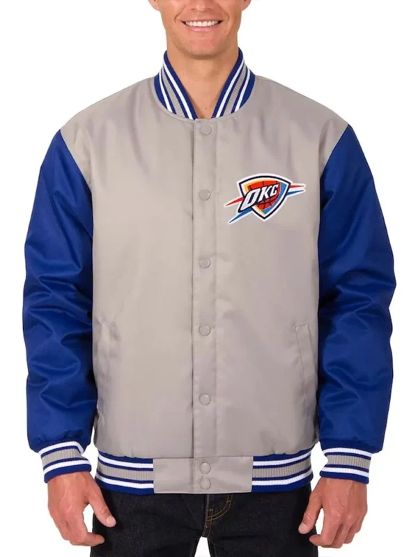 OKC Gray/Royal Varsity Poly Twill Jacket