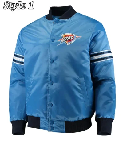 OKC Pick Varsity Satin Blue Jacket